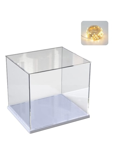 ELEpure Thickened Clear Acrylic Display Case White 7.9x7.9x7.9in