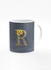 Designer Printed Coffee Mug 11oz Ceramic Personalised Gift Mugs Cup Custom Monogram Initial Letter Floral Pattern Alphabet R (Bright Grey)