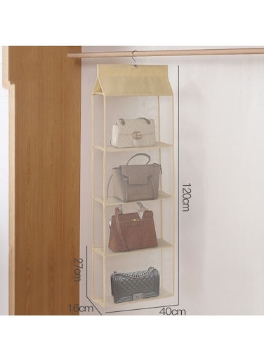 Hanging Purse Handbag Organizer for Closet Purse organizer with 4 Mesh Shelves Handbag Closet Purse Storage Bag