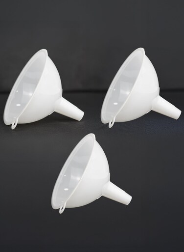 Premium 3-Piece Plastic Funnel Set, 9.5cm Wide Mouth, Multi-Purpose for Liquids, Powders &amp; Grains, White