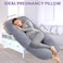 Pregnancy pillow U shaped Maternity Body long pillows for sleeping to pregnant women with washable velvet cover (Dark Grey, 55")