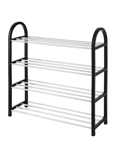 Dubai Gallery 4-Tier Shoe Rack Organizer Black/Silver