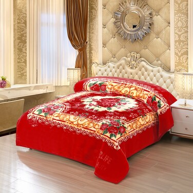 STARLIFE 2 Ply Raschel Premium Quality Blanket 220CM &times; 240CM 18 LBS, 100% SPUN YARN Virgin Polyester Materials, SL-BL5515