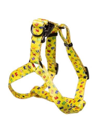 PICKLES - Yellow Elephants Collection Dog Harness for Small Medium Large Size Dogs with Adjustable Strap and Lightweight Material (Large)
