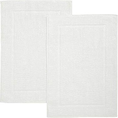 NJ Bath Mats (2 Pack, 50 x 80 cm) - 1000 GSM Bathroom Mat for Toilets, Super Soft and Extra Absorbent Floor Mats For Elegant Look (White)