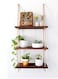 3 Tier Boho Style Wood Wall Shelf Hanging Floating Shelves Storage Organizer with Woven Rope