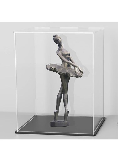 SVENJBB Acrylic Display Case, 6x6x7.8 Inch Rectangle Acrylic Boxes for Display, Clear Display Cases with Matte Black Base and Lid for Collectibles and Figures