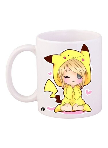 Printed Coffee Mug White/Yellow/Brown 11ounce
