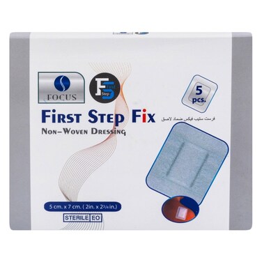 ضمادات الجروح غير المنسوجة من First Step Fix، 5 × 7 سم، عبوة من 5 قطع
