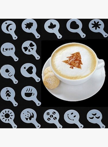 16-Piece Coffee Printing Stencil White 33grams