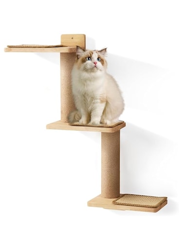 Angju Cat Wall Shelves with Sisal Mats, 3 in 1 Transformable Cat Scratching Post Wall Mounted, Cat Tree, DIY Cat Wall Jungle and Cats Perch Platform Supplies, Suit for Cats Climb, Play, Nap, Scratch