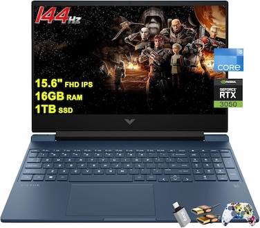 HP Victus 15 Gaming Laptop 15.6" FHD IPS Anti-Glare 144Hz Intel 8-Core i5-12450H (Beat i7-11800H) 16GB RAM 1TB SSD GeForce RTX 3050 Backlit B&amp;O Fast Charging Win11 Blue With ICP Accessory