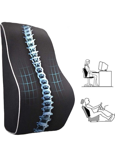 Support Pillow Breathable Mesh Back Cushion Cotton Black 42cm