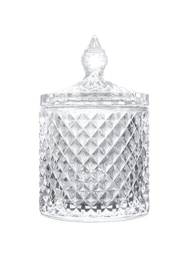 Danmu Art 1pc clear Glass Storage with Lid Candy Jar Biscuit Box Containers (600ml)