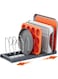 Expandable Pot and Pan Organizer Rack for Cabinet, Pot Lid Organizer Holder with 7 Adjustable Compartments, Cutting Board, Cookware, Bakeware &amp; Frying Rack Organizer for Cabinet (Gray)