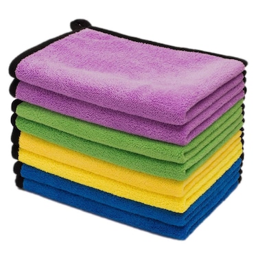 Multicolor Microfiber Cleaning Cloth Towels For Cars And Home - 8 Pack
