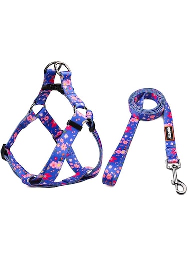 QQPETS Dog Harness Leash Set Adjustable Heavy Duty No Pull Halter Harnesses for Small Medium Large Breed Dogs Back Clip Anti-Twist Perfect for Walking (S(14"-20" Chest Girth), Cornflower Blue)
