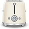 Smeg TSF01CRUK, 50's Retro Style 2 Slice Toaster,6 Browning Levels,2 Extra Wide Bread Slots, Defrost and Reheat Functions, Removable Crumb Tray, Cream