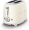 Smeg TSF01CRUK, 50's Retro Style 2 Slice Toaster,6 Browning Levels,2 Extra Wide Bread Slots, Defrost and Reheat Functions, Removable Crumb Tray, Cream