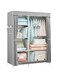 Beauenty 105CM Wide Foldable Closet, Non-Woven Fabric Cloth Storage Organizer with Hanging Rail and Shelves，Side Pull Portable Wardrobe (Grey)