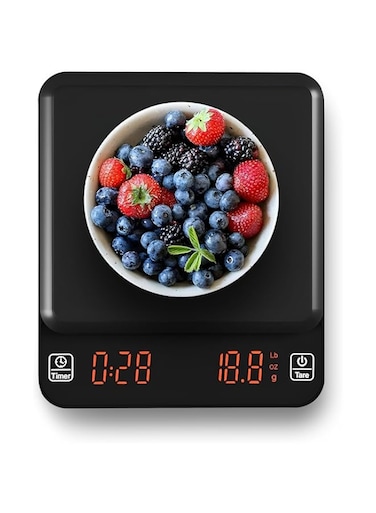 PICCIULI Digital Kitchen Food Scale, Electronic Scale for Baking &amp; Cooking, 3KG Capacity with Accurate Timing, 0.1G Range, LED/LCD Display, Rechargeable/Battery, Kitchen Essentials and Accessories