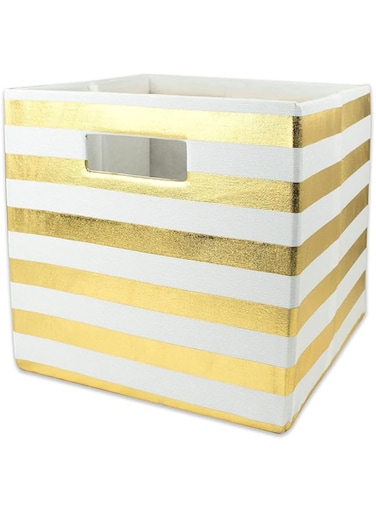 DII Polyester Cube Storage Collection Hard Sided Collapsible, 11x11x11, Gold