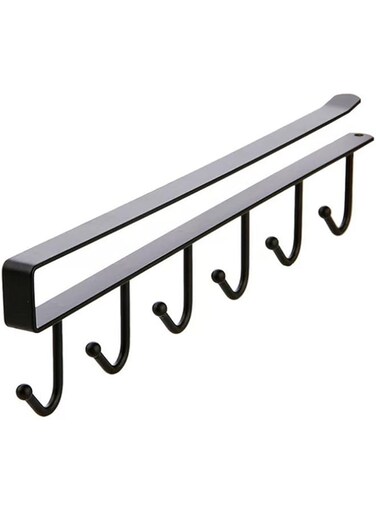 SKEIDO 6 Hooks Cup Holder Hang Kitchen Cabinet Under Shelf Storage Rack Organizer Iron Multifunction Kitchenware Storage hook-2pcs