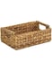 Homesmiths Rectangular Medium Water Hyacinth Basket With Rattan Handles, Ideal for Home, Kitchen (32 x 22 x H12 cm)