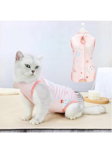 Cat Professional Recovery Suit for Abdominal Wounds or Skin Diseases, E-Collar Alternative for Cats and Dogs, After Surgery Wear, Home Clothing (S-B)