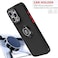Iphone 16 Case Cover Metal Ring Holder Grip Kickstand Car Magnetic Mount Shockproof Matte Hard Back Bumper Case for Iphone 16 5G 2024 Black