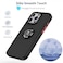 Iphone 16 Case Cover Metal Ring Holder Grip Kickstand Car Magnetic Mount Shockproof Matte Hard Back Bumper Case for Iphone 16 5G 2024 Black