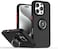 Iphone 16 Case Cover Metal Ring Holder Grip Kickstand Car Magnetic Mount Shockproof Matte Hard Back Bumper Case for Iphone 16 5G 2024 Black