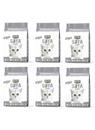 Kit Cat Soya Clump Soybean Litter &ndash; Charcoal 7L(1 Box &ndash; 6pcs)