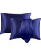 Satin Pillowcase, 2 Pack 20"x 30" Silk Satin Pillowcases for Hair and Skin Queen Size Pillow Case with Envelope Closure (50x75cm, Blue)