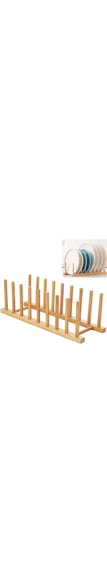 ECVV Bamboo Wooden Plate Racks 8 slots for plates Dish Stand Holder Kitchen Storage Cabinet Organizer for Dish/Plate/Bowl/Cup/Pot Lid/Cutting Board
