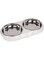 Pawsitiv Cat Food and Water Dinner Set Bowls, Non-Skid, Removable Stainless Steel Food and Water Dishes for Cats, 400ml Capacity, Diamond design (White)