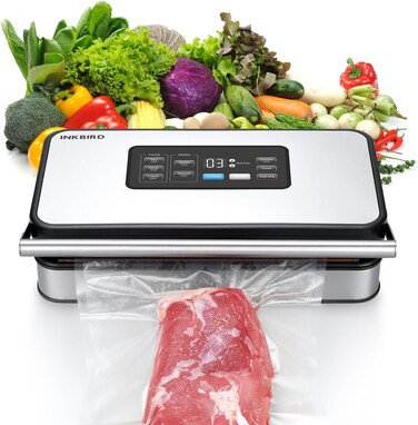 INKBIRD Home Food Vacuum Sealer Machine INK-VS04 with Starter Kit, Dual Motor, Dual Pump, Multiple Functions, Countdown LED, Built-in Cutter and Bag Storage, with Overheat Protection
