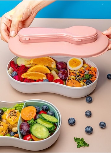 1.1 liter pink NS lunch box with tableware set