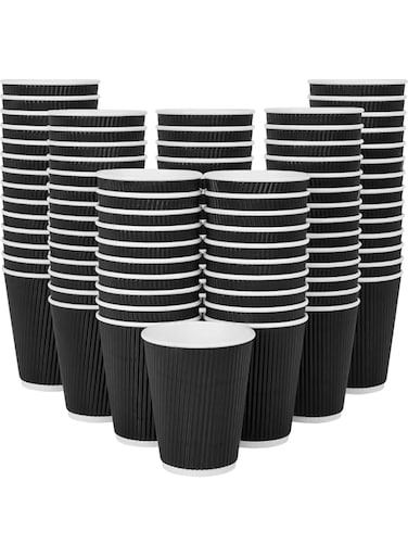Galashield 12 Oz Insulated Disposable Coffee Cups [120 Pack] Hot Paper Cups Corrugated Ripple Hot Beverage Cups for Tea Hot Chocolate Travel To Go Cup Coffee Bar Essentials