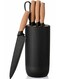 6-Piece Kitchen Knife Set with Holder - Professional Stainless Steel Chef Knives with Comfortable Wooden Handles and a Modern Storage Holder - For Home and Restaurant Usage.