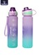 1000ml Motivational Sports Water Bottle with Time Markers, One-Touch Lid, Fruit &amp; Ice Infuser and Carry Handle String - BPA-Free Tritan, Leak-Proof Lid, Eco- Friendly, Plastic, Reusable, Drink Reminder Water Bottle for School, Office, Daily Hydration, Gym, Fitness, Outdoor, Sports and Travel, 32oz Bottle