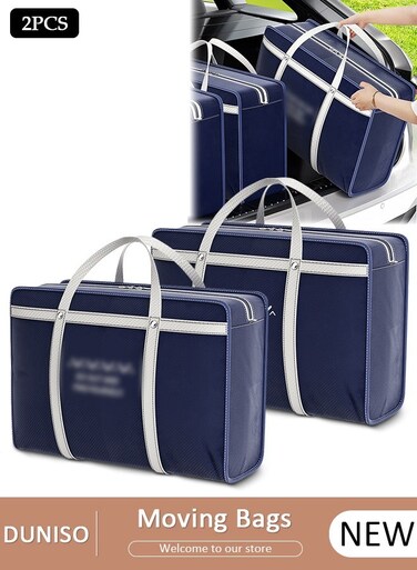 2-Piece Foldable Moving Storage Bags, Multi-Purpose Clothes Organizers Tote With Reinforced Handles, Heavy-Duty Collapsible Storage Pouch With Secure Zippers For Home Bedroom, Moving House, Travel