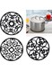Oter Silicone Trivet Mat - Hot Pot Holder Hot Pads for Table &amp; Countertop - Teapot Trivet Kitchen Trivets - Non-Slip &amp; Heat Resistant Modern Kitchen Hot Pads for Pots &amp; Hot Dish Black Trivet Set of 3