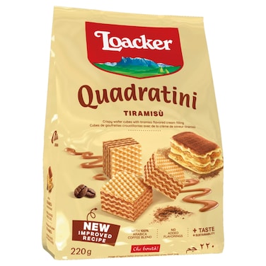 Loacker Quadratini Tiramisu Chocolate with Arabica Coffee Wafers, 220g