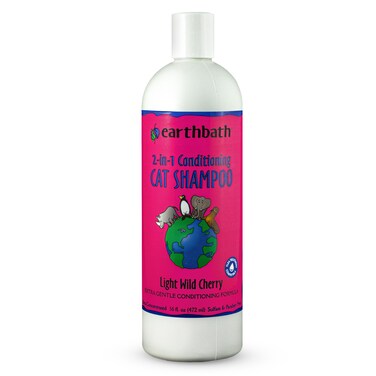 Earthbath 2-in-1 Conditioning Cat Shampoo, Light Wild Cherry, Extra Gentle Conditioning Formula, Made in USA, 16 oz