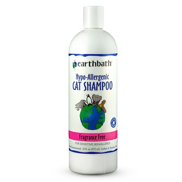 Earthbath Hypo-Allergenic Cat Shampoo, Fragrance Free, for Sensitive Skin, Made in USA, 16 oz