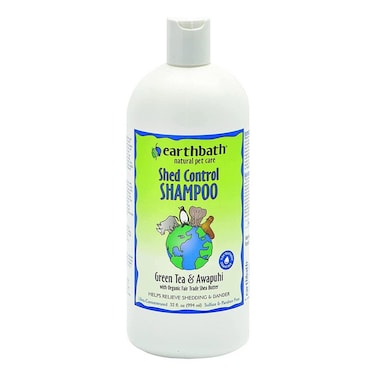 earthbath Shed Control Dog Shampoo 32oz &ndash; Green Tea &amp; Awapuhi, Reduces Shedding &amp; Dander, Organic Shea Butter, Made in USA