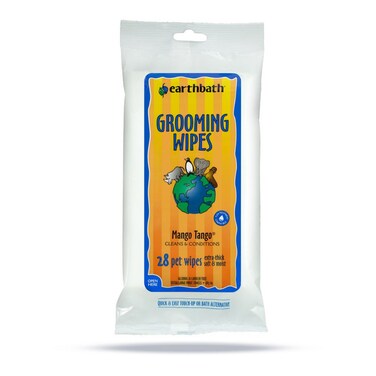 earthbath Grooming Wipes 28ct &ndash; Extra-Large &amp; Extra-Thick, Mango Tango Scent, Made in USA