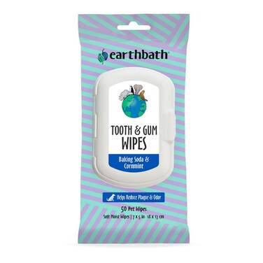 Earthbath Tooth &amp; Gum Wipes 50ct &ndash; Daily Dental Care for Dogs &amp; Cats