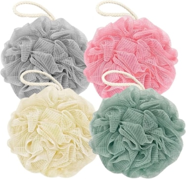 Pack of 4 Shower Bath Sponges Loofah &ndash; Body Shower Sponge, Deep Cleansing Exfoliating Bath Pouf, Quick Dry, Rich Foam Loofah for Men &amp; Women" Random Colors